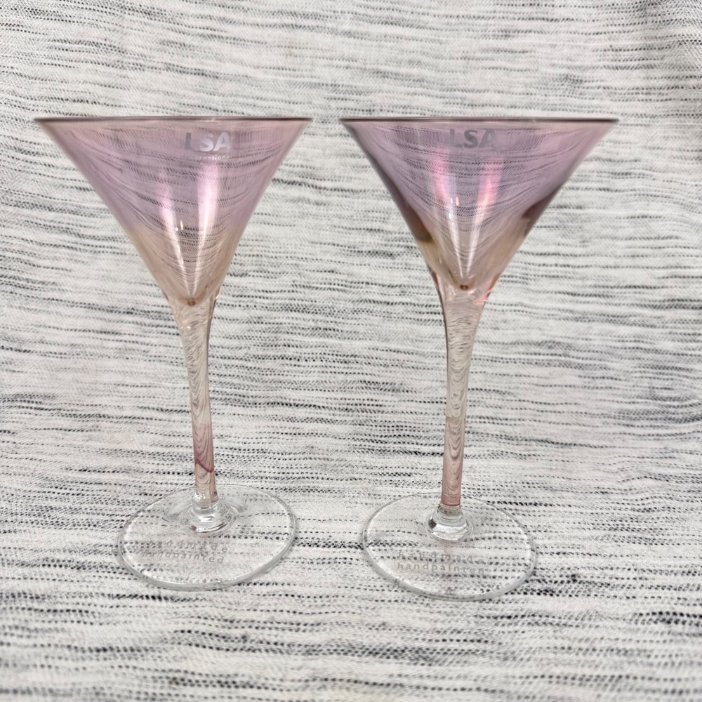 LSA International Handmade Hand-painted Stemmed Cordial Liqueur Glasses Purple